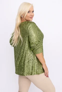 Damskie Włoski Zielona Bluzka z cekinami BERVINO