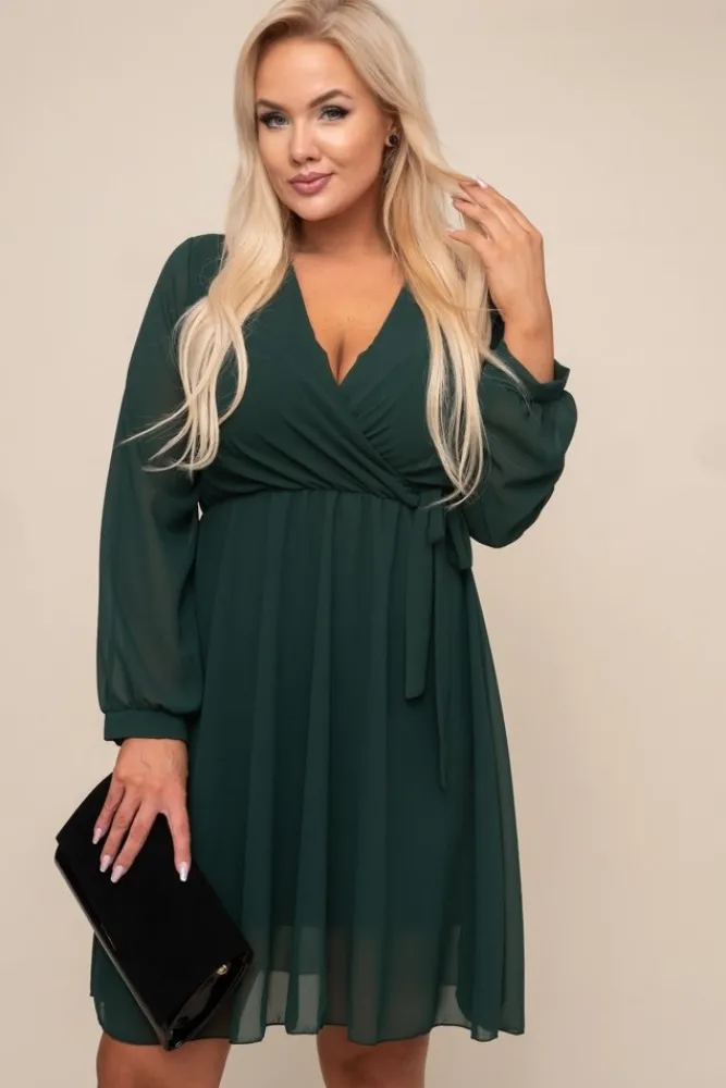 Włoski Zielona Sukienka Elegancka PERLA