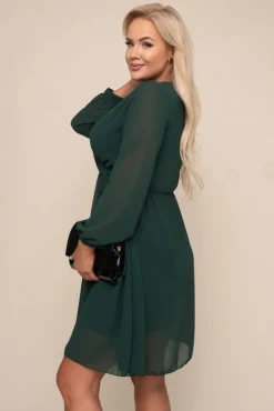 Włoski Zielona Sukienka Elegancka PERLA