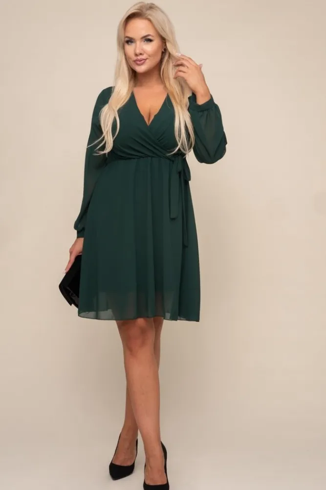 Włoski Zielona Sukienka Elegancka PERLA