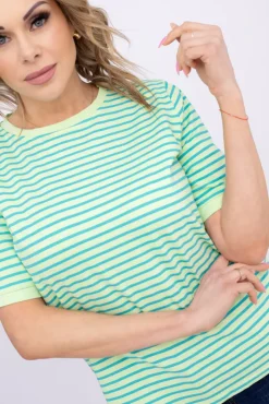 Damskie Włoski Zielono-turkusowa Bluzka LEZIRO