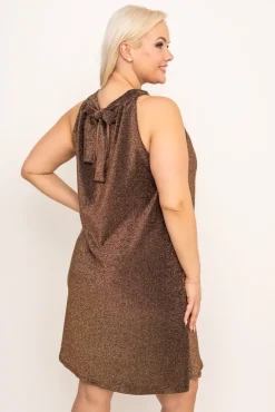 Włoski Złota Sukienka błyszcząca RISHA